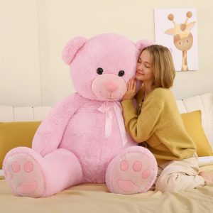 Giant Teddy Bear 5 Feet Pink Plush Life Size Gift