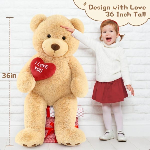 Giant Teddy Bear Plush with I Love You Heart – Soft Stuffed Bear for Kids and Valentine’s Gift