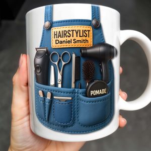 Gift A Unique Personalized Mug For Stylish Hairdressers, Hairstyling Tools And Barber's Apron - Personalized Custom Coffee Mug - FAM340_MG