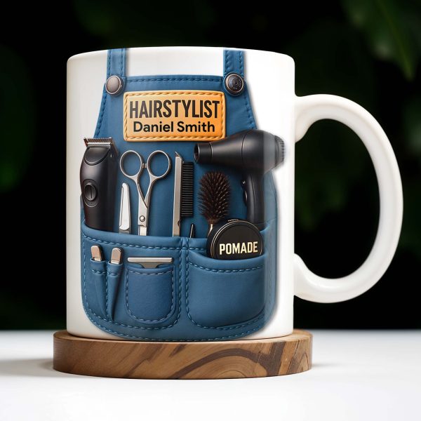 Gift A Unique Personalized Mug For Stylish Hairdressers, Hairstyling Tools And Barber's Apron - Personalized Custom Coffee Mug - FAM340_MG