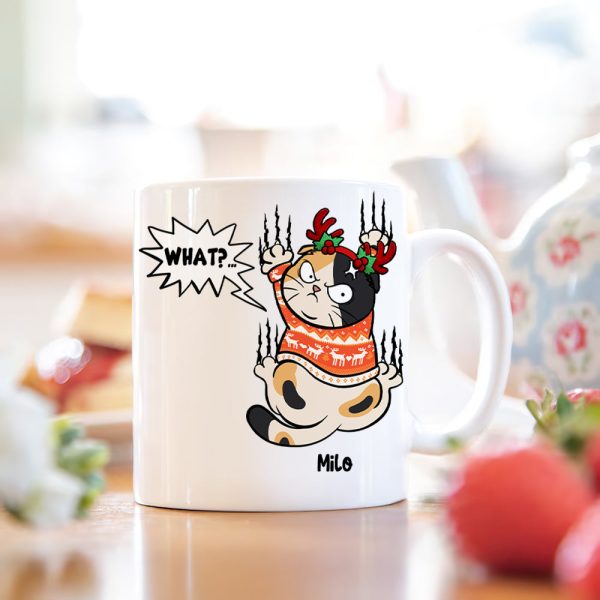 Gift For Cat Lover, Personalized Mug, Cat Scratching Mug, Christmas Gift EEA