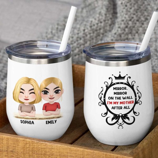 Gift For Mom, Personalized White Mug Accent Mug Wine Tumbler, Mom And Kid Mug, Mother's Day Gift