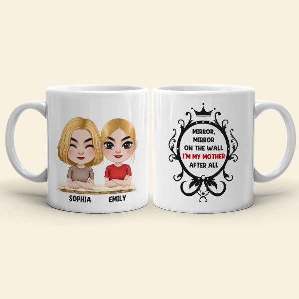 Gift For Mom, Personalized White Mug Accent Mug Wine Tumbler, Mom And Kid Mug, Mother's Day Gift