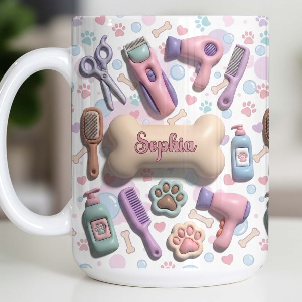 Gift For Pet Grooming Essentials And Paw Prints - Personalized Custom Coffee Mug - JBS117_MG
