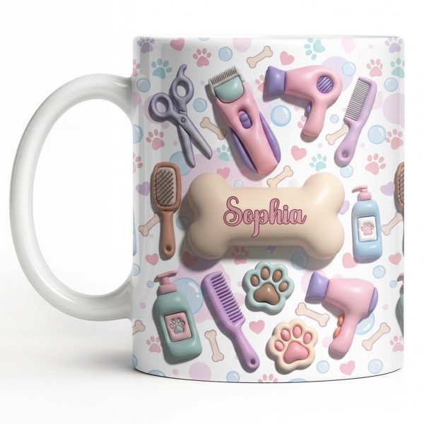 Gift For Pet Grooming Essentials And Paw Prints - Personalized Custom Coffee Mug - JBS117_MG