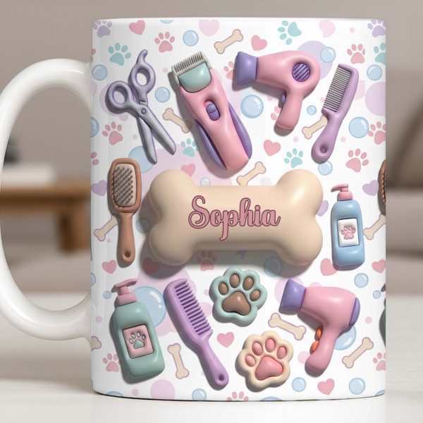 Gift For Pet Grooming Essentials And Paw Prints - Personalized Custom Coffee Mug - JBS117_MG
