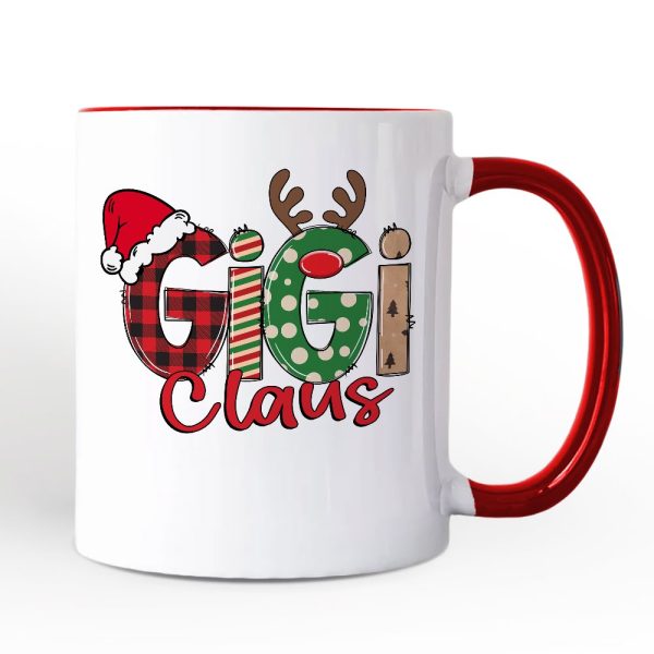 Gigi Claus Retro Christmas Personalized Mug, Matching Family Holiday Gift with Custom Name