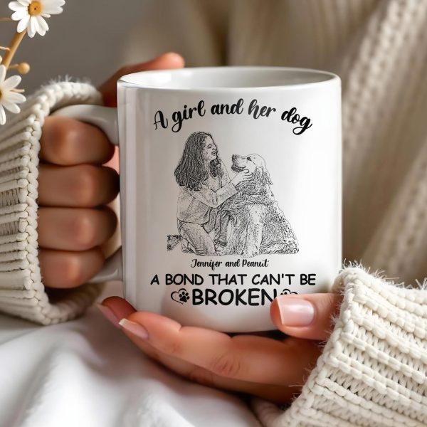 Girl And Dog Bond That Can't Be Broken - Personalized Custom Coffee Mug - DOG018_MG