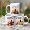 Girl And Dog Sitting In Pumpkin Patch Fall Season Personalized Mug