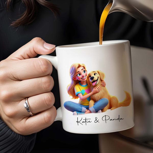 Girl and Her Dog, A Friendship That Warms The Heart - Personalized Custom Coffee Mug - PET028_MG