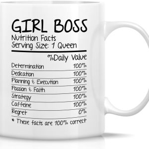 Girl Boss Nutritional Facts Coffee Mug Funny Gift for Boss Lady Friend Coworker Birthday Gift