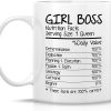 Girl Boss Nutritional Facts Coffee Mug Funny Gift for Boss Lady Friend Coworker Birthday Gift