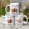 Girl Loves Fall & Her Dog Back View Personalized Mug