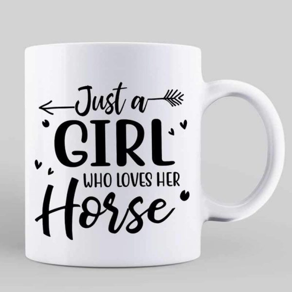 Girl Loves Horse Back View Personalized Coffee Mug