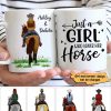 Girl Loves Horse Back View Personalized Coffee Mug