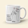Girl Reading & Drink Coffee Line Art - Custom Book Title Mug - Gift For Book Lovers
