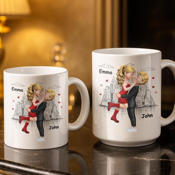 Glad I Went On A Date With A Complete Stranger, Hearts And Cityscape - Personalized Custom Coffee Mug - CPL1362_MG