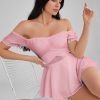 GLENDALE Satin Ruffle Strapless Mini Dress