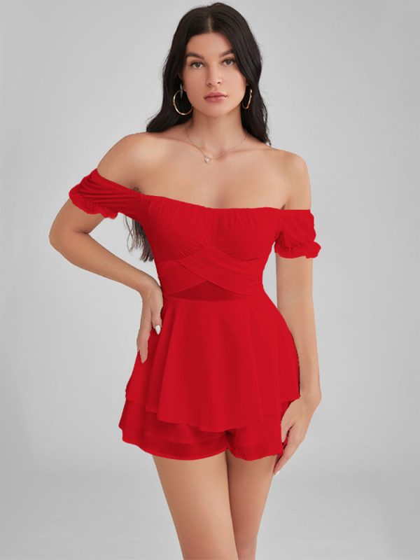 GLENDALE Satin Ruffle Strapless Mini Dress