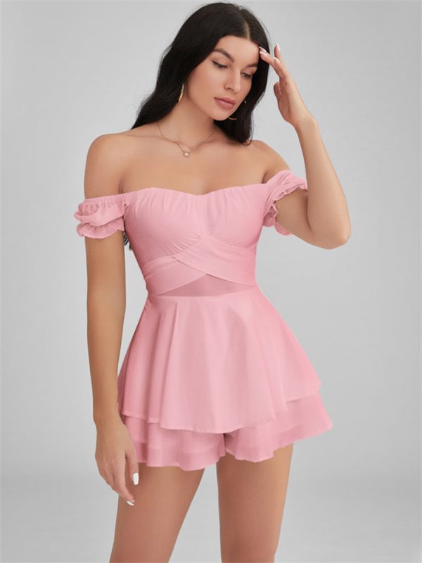 GLENDALE Satin Ruffle Strapless Mini Dress