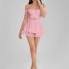 GLENDALE Satin Ruffle Strapless Mini Dress