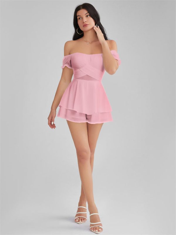 GLENDALE Satin Ruffle Strapless Mini Dress