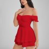 GLENDALE Satin Ruffle Strapless Mini Dress