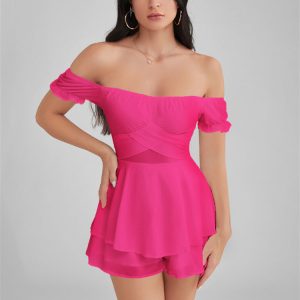 GLENDALE Satin Ruffle Strapless Mini Dress