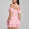 GLENDALE Satin Ruffle Strapless Mini Dress