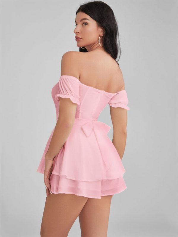 GLENDALE Satin Ruffle Strapless Mini Dress
