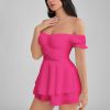 GLENDALE Satin Ruffle Strapless Mini Dress
