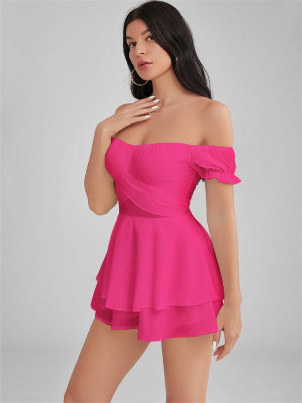 GLENDALE Satin Ruffle Strapless Mini Dress
