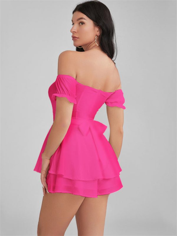 GLENDALE Satin Ruffle Strapless Mini Dress