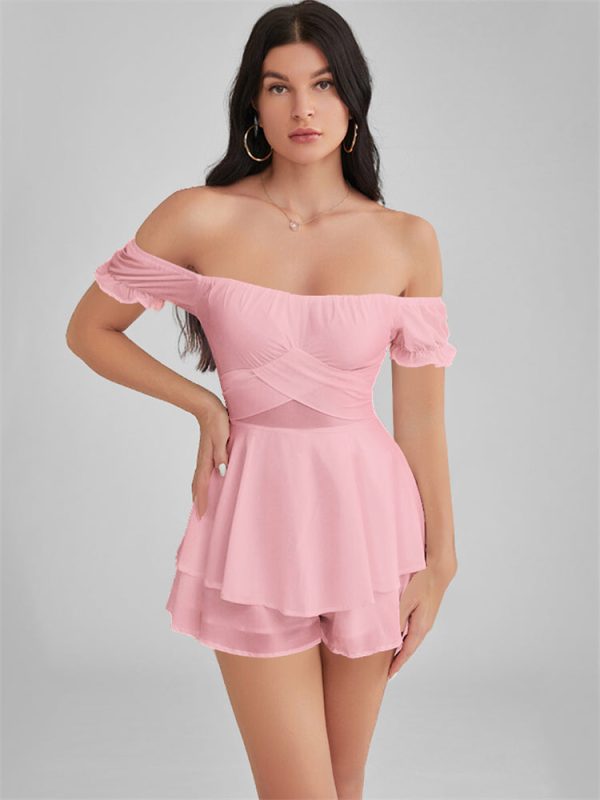 GLENDALE Satin Ruffle Strapless Mini Dress