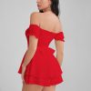 GLENDALE Satin Ruffle Strapless Mini Dress
