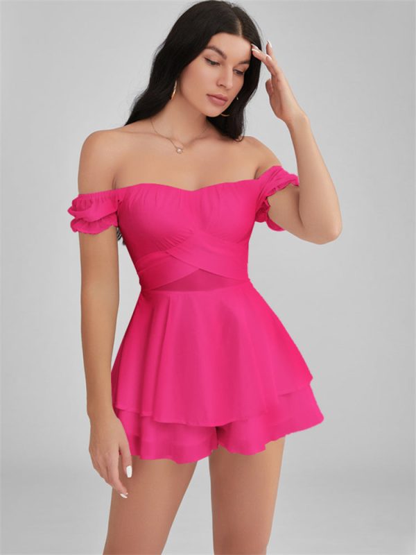 GLENDALE Satin Ruffle Strapless Mini Dress