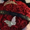 Glitter Artificial Red Rose Bouquet Eternal Silk Roses for Valentine’s Day and Birthday Gifts
