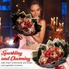 Glitter Artificial Red Rose Bouquet Eternal Silk Roses for Valentine’s Day and Birthday Gifts
