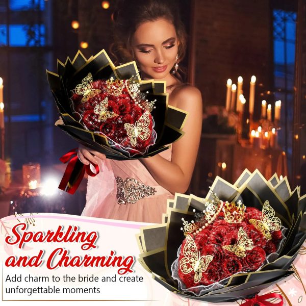 Glitter Artificial Red Rose Bouquet Eternal Silk Roses for Valentine’s Day and Birthday Gifts