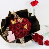 Glitter Artificial Red Rose Bouquet Eternal Silk Roses for Valentine’s Day and Birthday Gifts