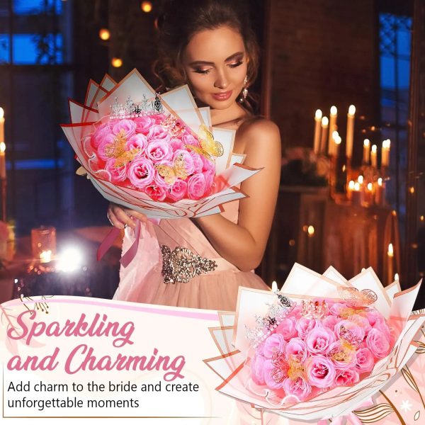 Glitter Artificial Red Rose Bouquet Eternal Silk Roses for Valentine’s Day and Birthday Gifts