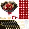 Glitter Artificial Red Rose Bouquet Eternal Silk Roses for Valentine’s Day and Birthday Gifts