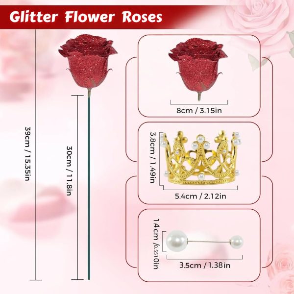 Glitter Artificial Rose Bouquet for Gifts and Decoration