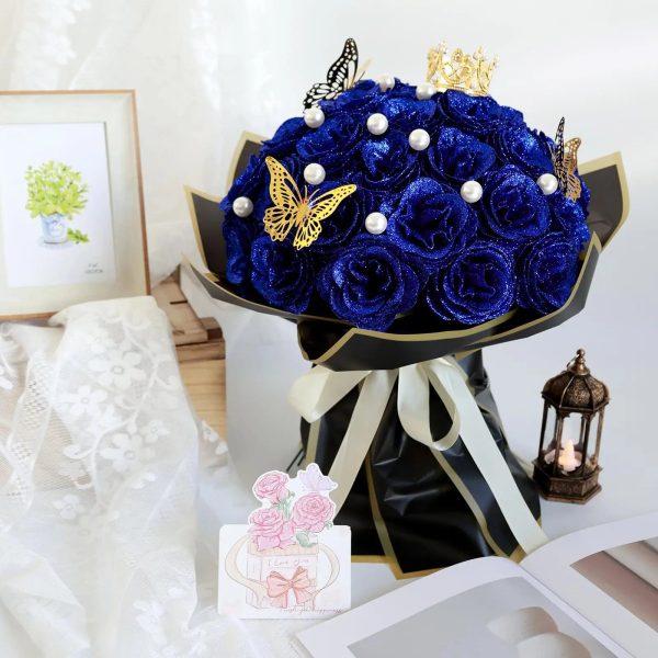 Glitter Artificial Rose Bouquet for Gifts and Decoration