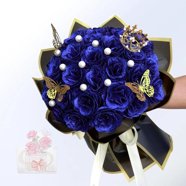 Glitter Artificial Rose Bouquet for Gifts and Decoration