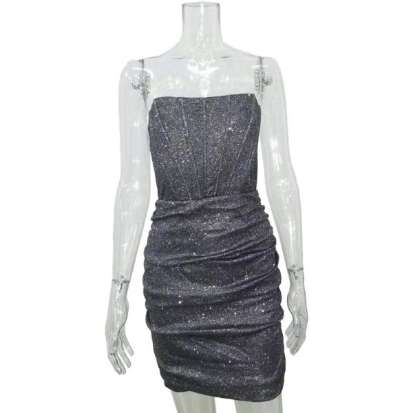 Glitter Strapless Corset Mini Dresses
