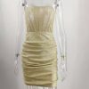Glitter Strapless Corset Mini Dresses