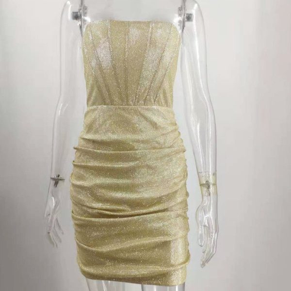 Glitter Strapless Corset Mini Dresses