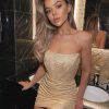 Glitter Strapless Corset Mini Dresses