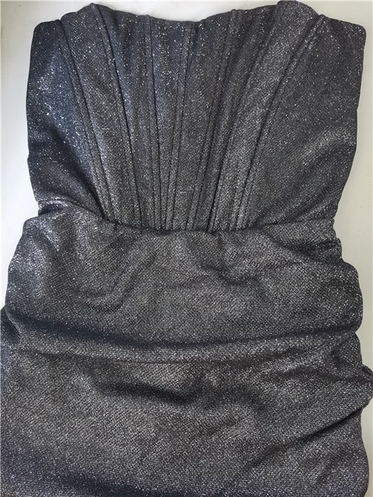 Glitter Strapless Corset Mini Dresses